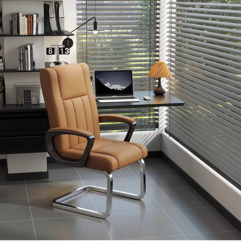 

Home computer office bow shaped fixed leg office seat backrest comfortable sitting negotiation business boss conference chair