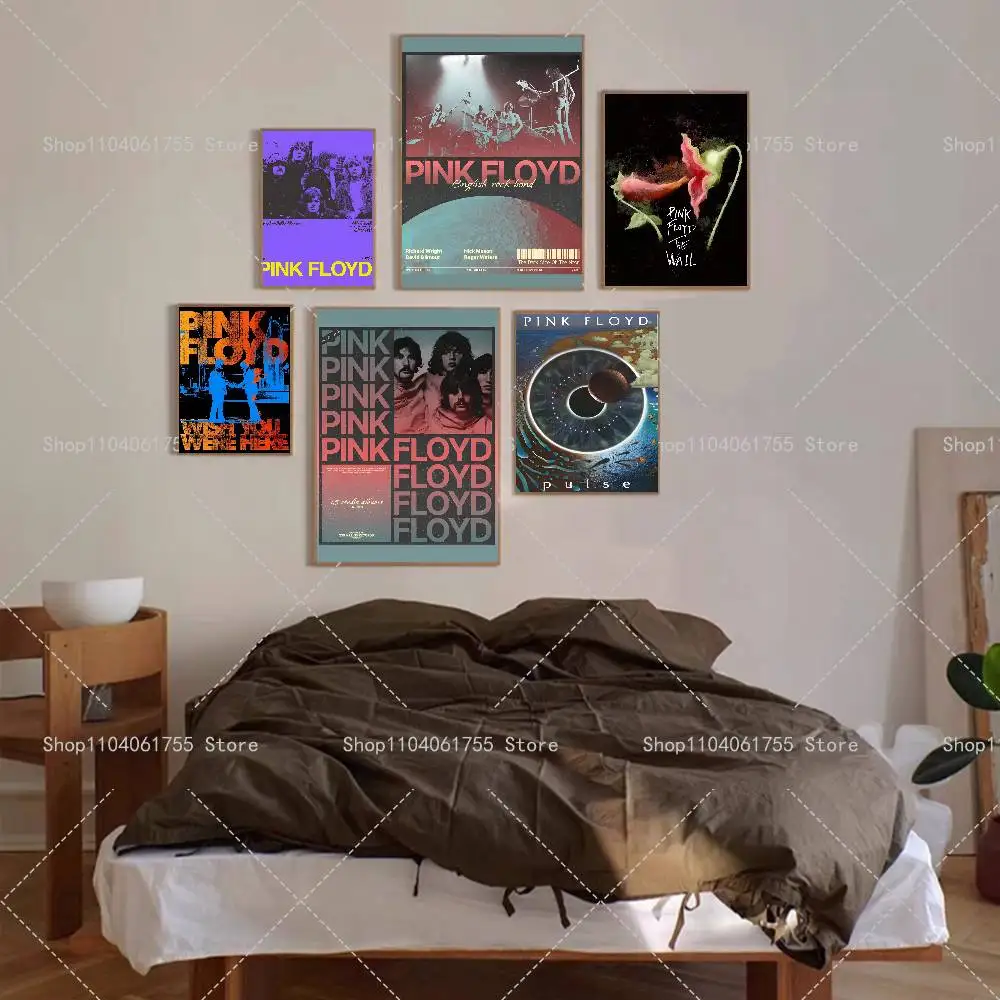 Pop Band P-Pink F-Floyd Classic Poster Self-adhesive Art Waterproof Paper Sticker Coffee House Bar Room Wall Decor