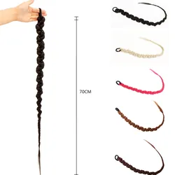 SQRDGQ Synthetic Braided Hair 28inch Long Braids Ponytail Hair Hairstyle Braids Cute Hip Hop Ponytail for Girls Black Fake