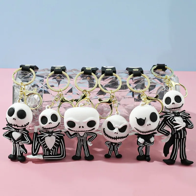 حار الكابوس قبل عيد الميلاد مخطط نمط مفتاح سلسلة شخصيات كرتونية جاك Skellington البلاستيكية المفاتيح صديق الهدايا