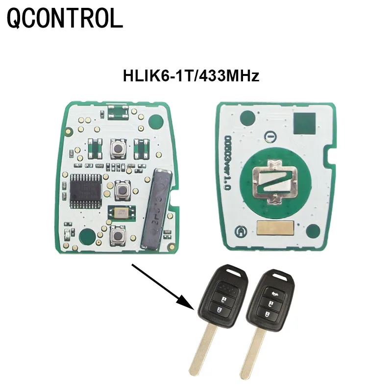 

QCONTROLCircuit Board Car Remote Key for Honda HLIK 6-1T Civic City Accord City CR-VJazz XR-V Fiber HR-V FRV Car Lock 433Mhz