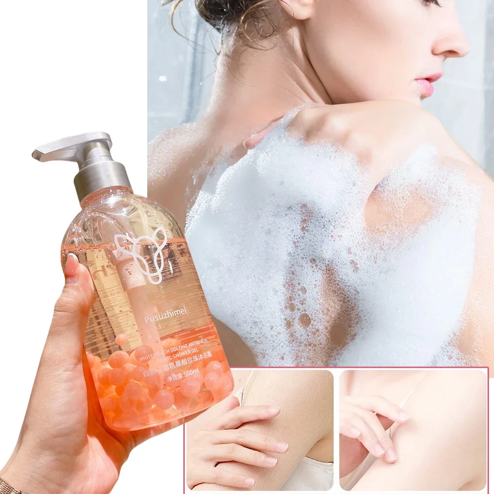 

500ML Long Lasting White Peach Oolong Amino Acid Pearl Shower Gel Refreshing Whitening Body Wash Moisturizing Bleaching Women