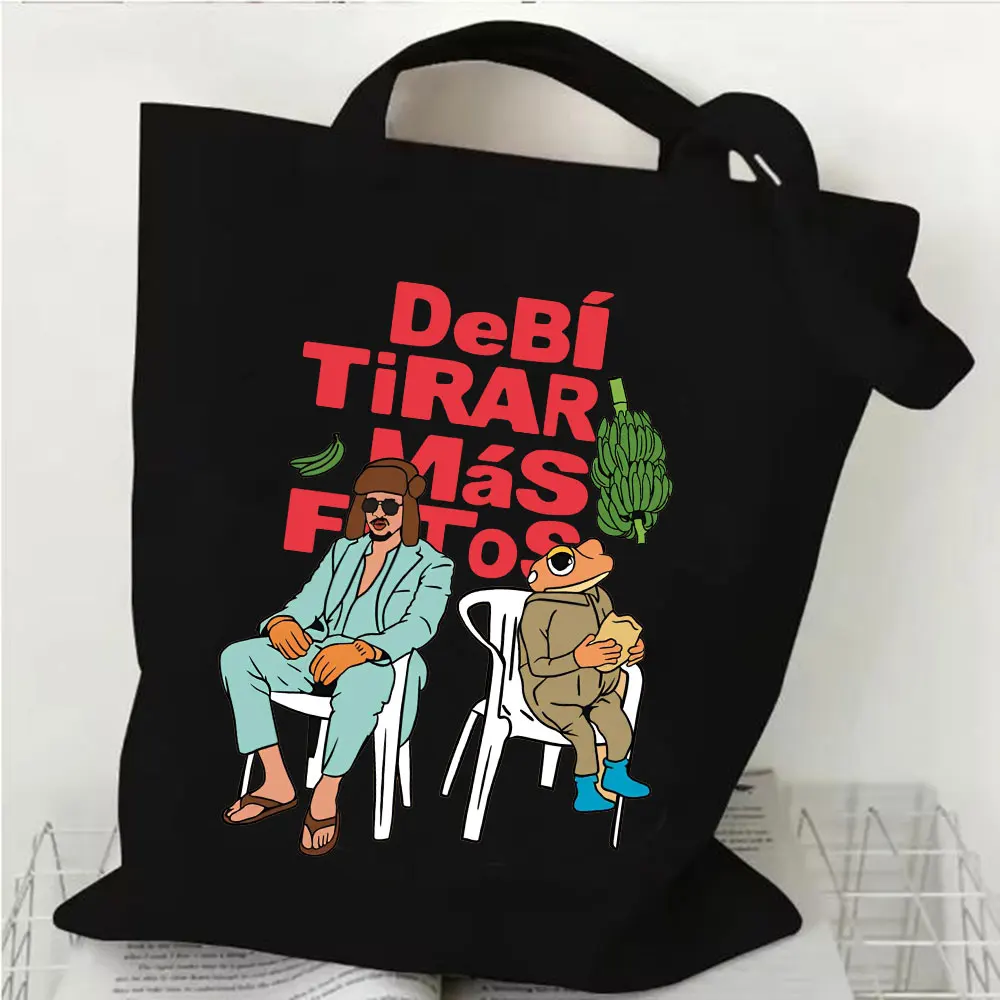Bad Bunny Tour 2026 World Tour Graphic Canvas Bag Debi Tirar Mas Fotos Dtmf Shopping Tote Bag Shopper Bag for Fans Gifts