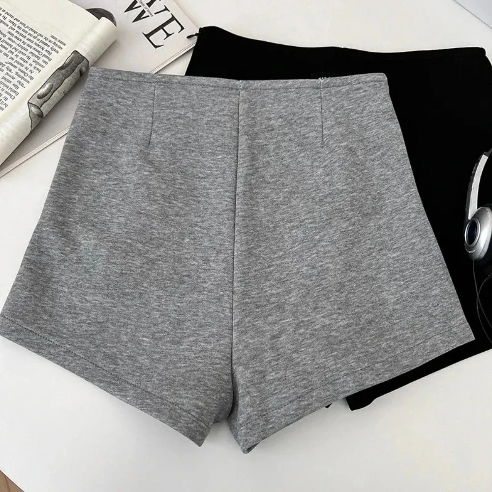 Comfort Fit Versatile Women Shorts Solid Color Basic Cut High-Waisted Shorts Comfortable Breathable Slimming Shorts Summer Wear