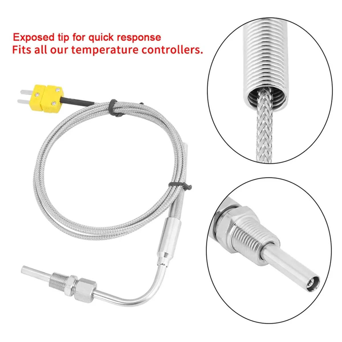 2026 New Tool Probe Sensor, K-Type Exhaust Thermocouple with Exposed Tip & Connector, Temperature Probe for Exhaust Gas