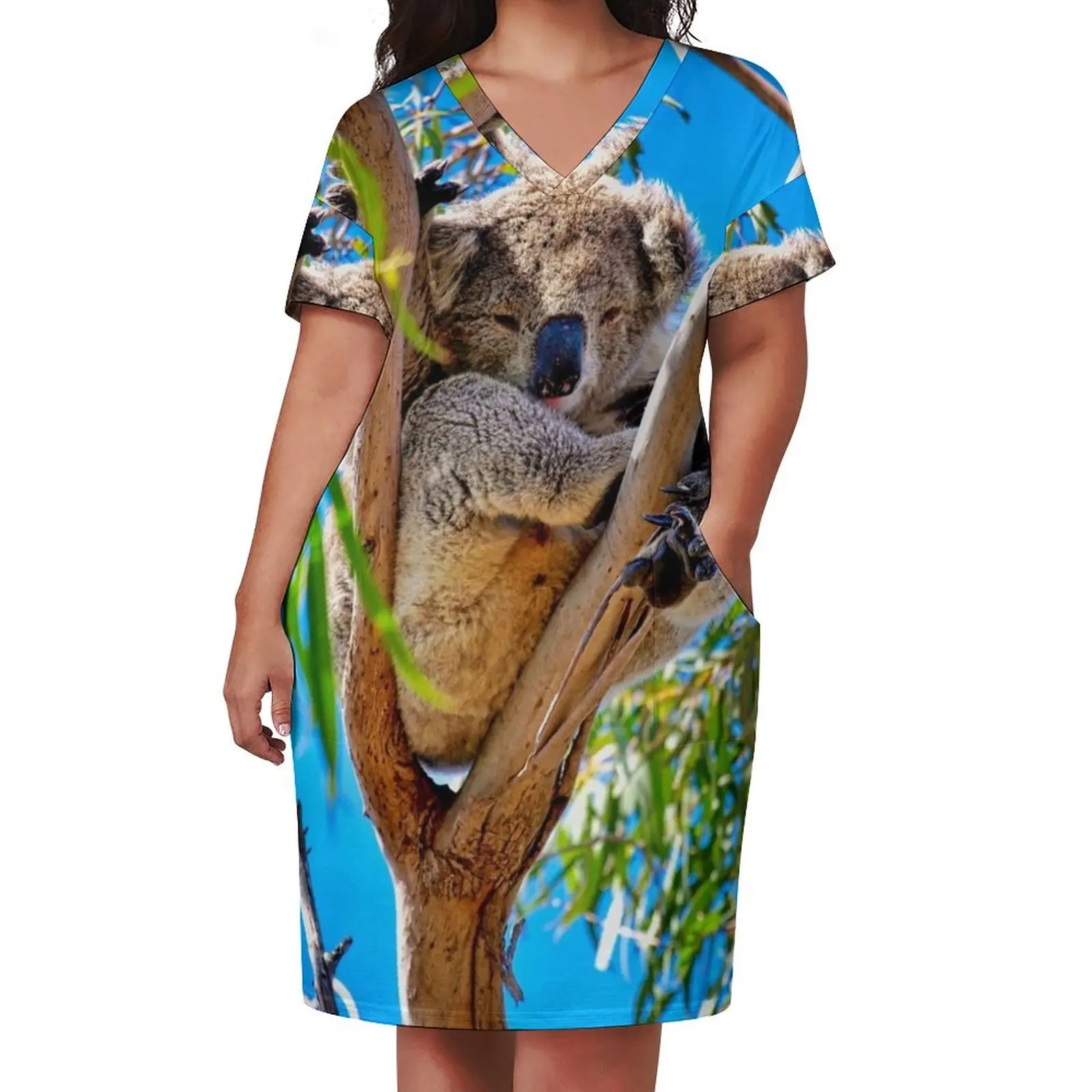 Lovely Australian Koala Bear Loose Pocket Dress beach dress Prom gown Aesthetic clothing