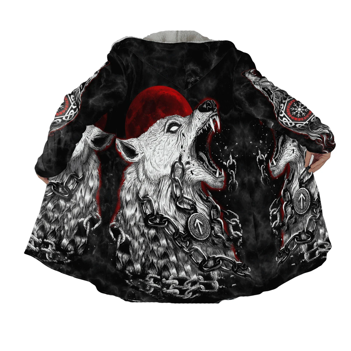 نورس الأساطير أودين الله ووريورز فينرير وولف تأثيري الوشم خمر ريترو 3DPrint الشتاء معطف غير رسمي هودي عباءة الصوف X3