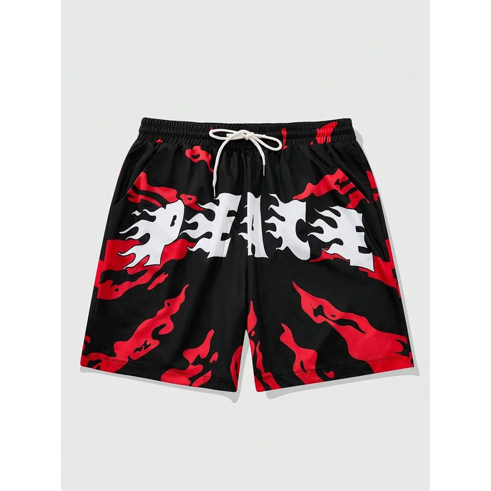 

Мужские шорты в готическом стиле, летние быстросохнущие свободные и удобные уличные модные шорты в полоску с принтом на шнурке