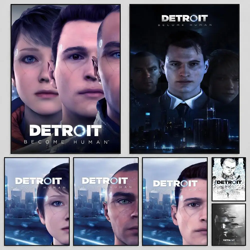 Game Detroit Become Human Android AI Poster Self Adhesive PP Wall Art HD Gaming Room Bedroom Living Room Decor Apartment Gift