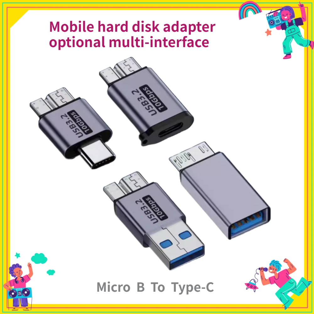 

1PCS Movable Hard Disk Box Adapter MicroB To Type-C USB-A Hard Drive Enclosure External Storage Adapter Usb C Connector