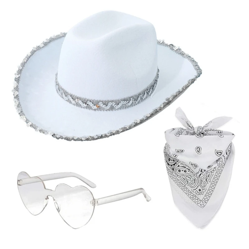 Western Cowboy Hat Eyewear Scarf Women Party Outfit Fashion Costume Accessories Drop Shipping