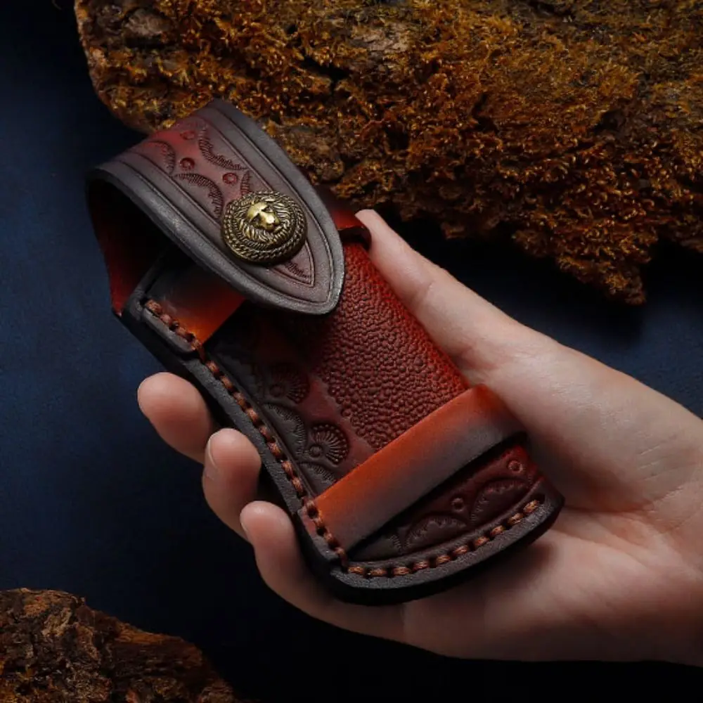 Cowhide Fold Knife Scabbard Tool Flashlight Belt Loop Case Holder Leather Sheath Pocket Hunt Camp Outdoor Carry Equipment view 4