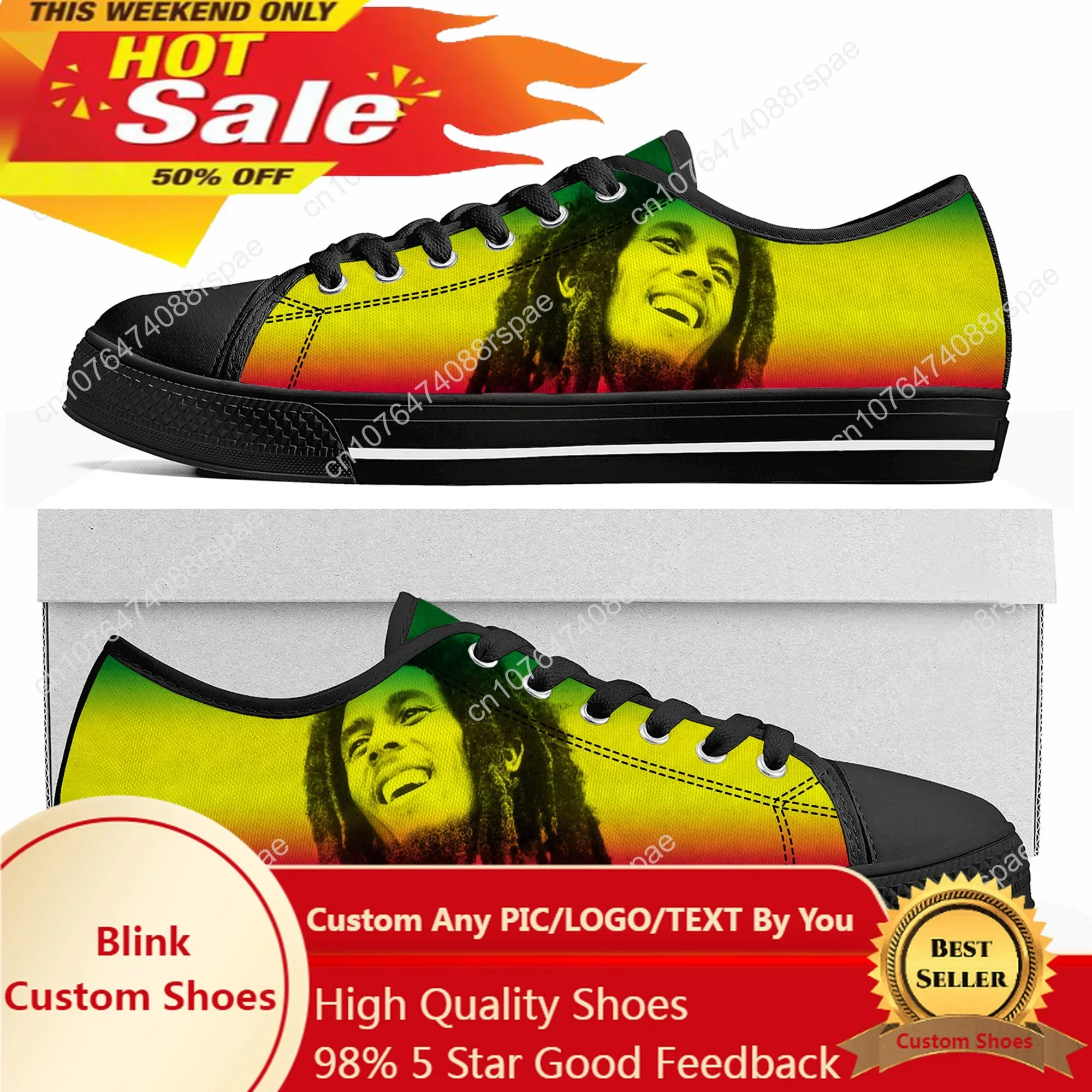 

Bob Marley Reggae Rasta Low Top High Quality Sneakers Mens Womens Teenager Canvas Sneaker Singer Casual Couple Shoes Custom Shoe