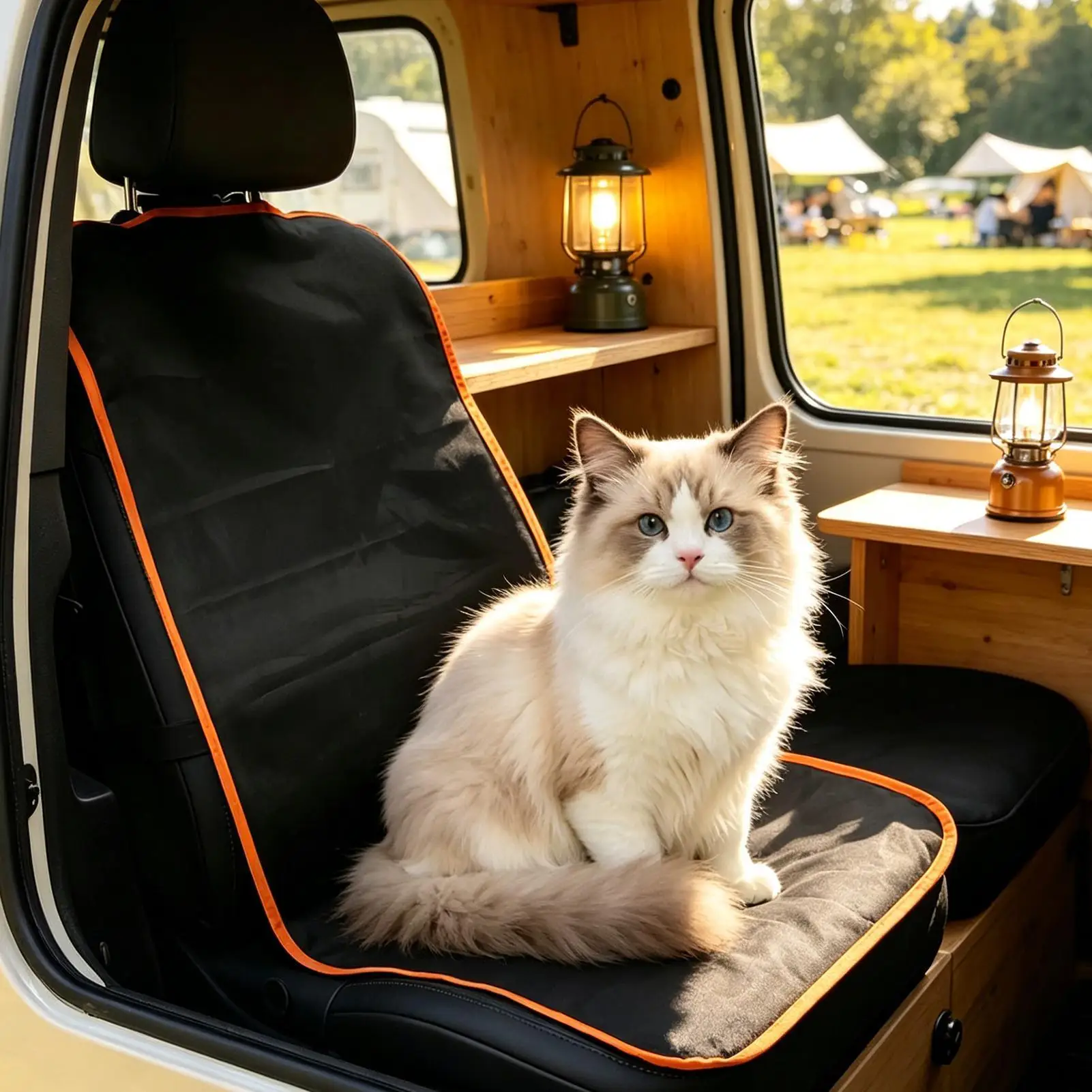 Pet Car Seat Cover Car Stain Repellent Seat Cover Waterproof Passenger Seat Protector for Truck SUV Travel Road Trip Daily