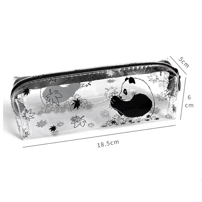 Cute Panda Pencil Case for Student Boy Girl Lovely Animal Panda Pencil Bag Transparent High Capacity Stationery Storage Bag