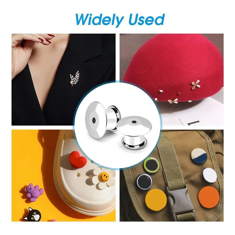 80PCS Locking Pin Back Metal Pin Backing, Locking Pin Keeper Clasp For Brooch Enamel Lapel-[LUCK 9]