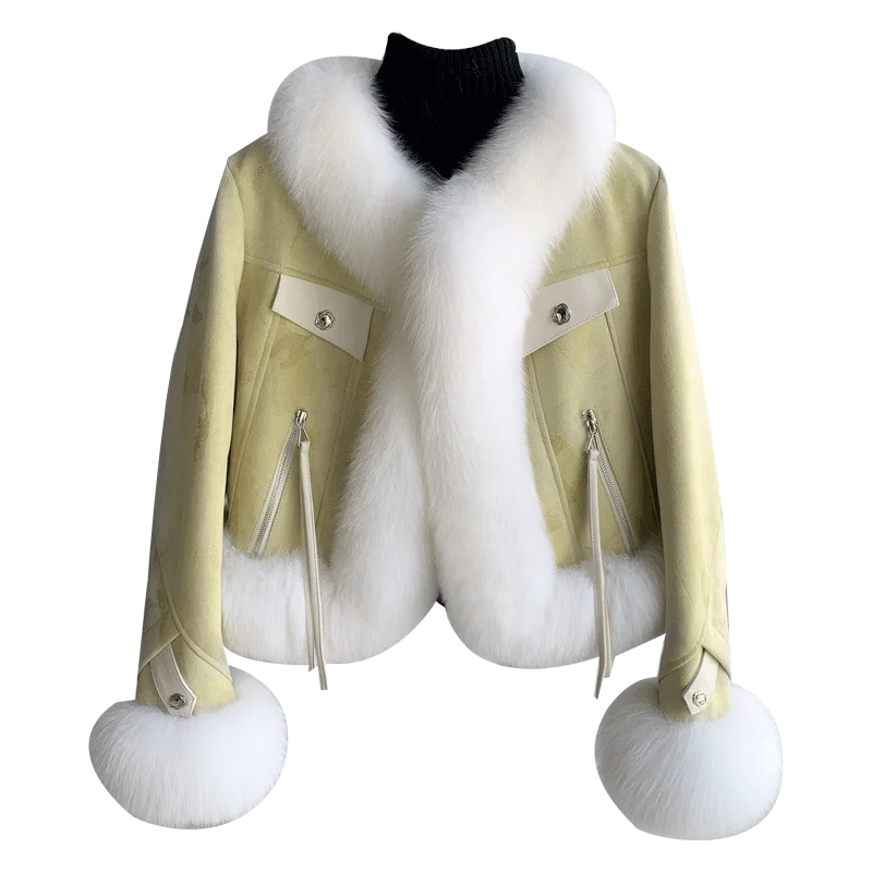 Aorice-Chaqueta de plumón de pato para mujer, abrigo cálido con cuello de piel de zorro Real, nuevo diseño, CT305