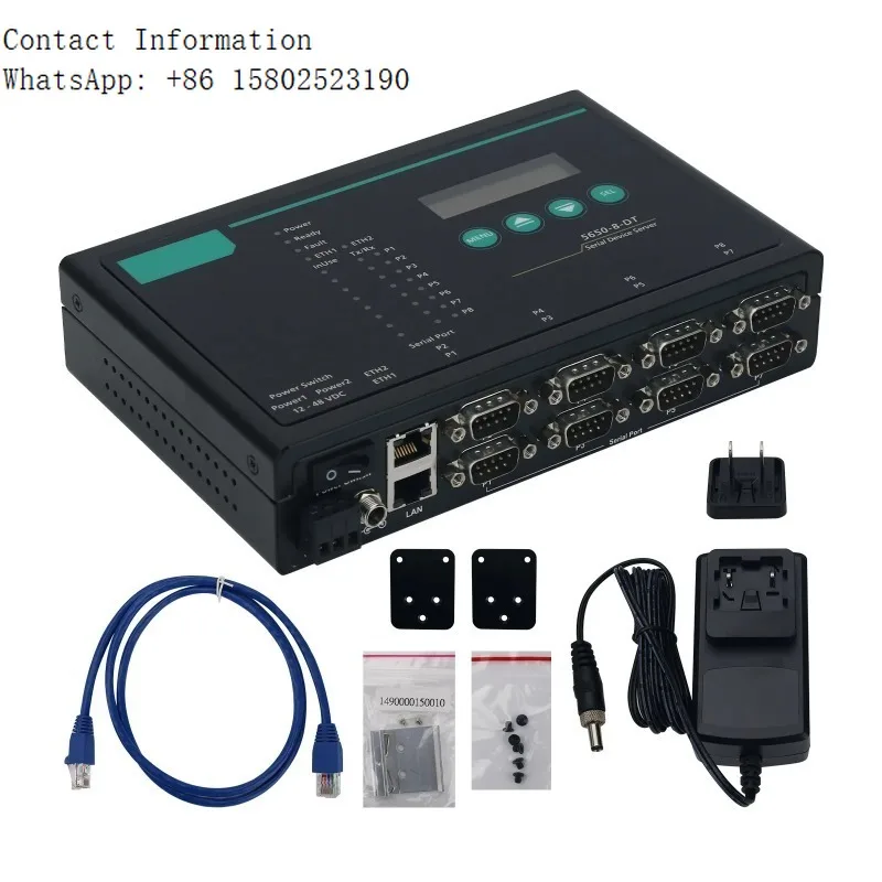 MOXA NPort 5650-8-DT 8-Port Serial Server Support Wall-mount and Guide-rail Installation with DB9 Pin Connector