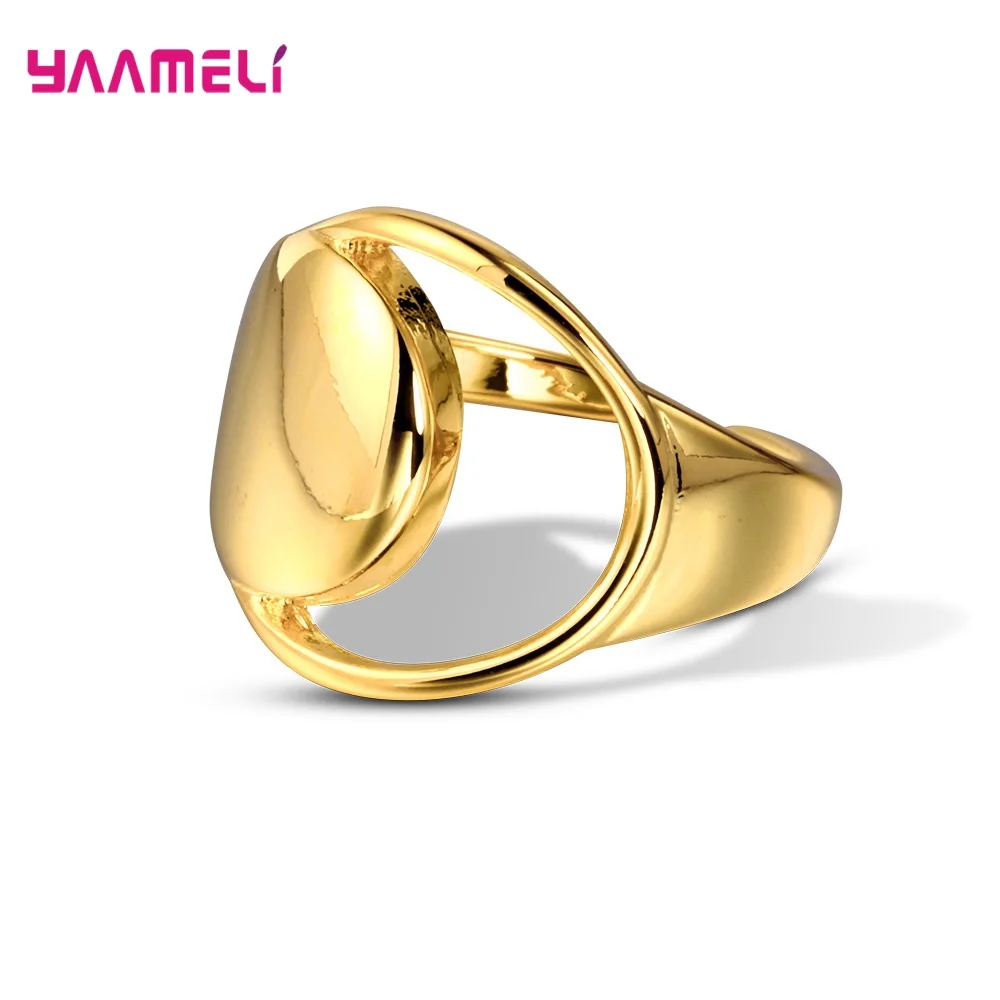Sieradenringen van 925 sterling zilver Mode Geometrisch Zilver Goud Kleuren Opties Metallic Eenvoudig Bague Bijoux voor heren Dames