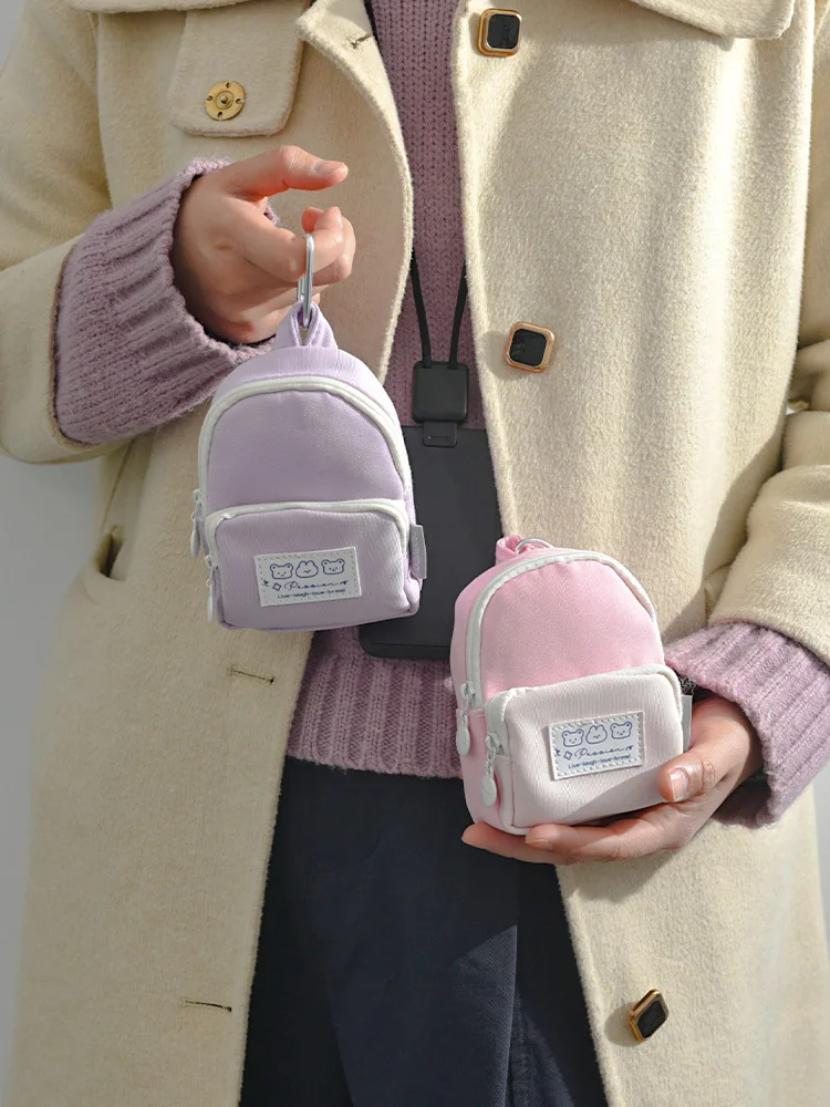 

Portable Pure Color Cute Cartoon Earphone Key Storage Bag Student Bookbag Pendant Creative Organizer Small Bag