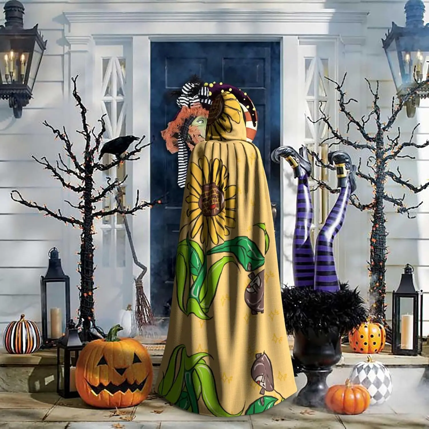 Unisex Adults Hooded Cape Cloak, Cute Sunflower seeds and sunflowers Print Capes, for Christmas Magician Themed Parties Costumes