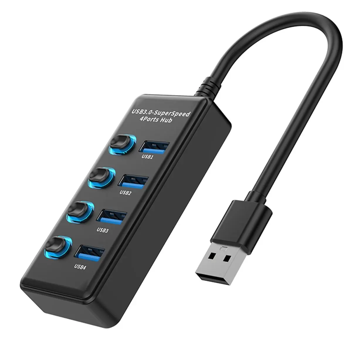 【CYBER MONDAY】4 Ports USB 3.0 Hub High Speed USB Splitter with Switch USB Extender for Laptop PC U Disk Mouse Keyboard 5Gbps Dat
