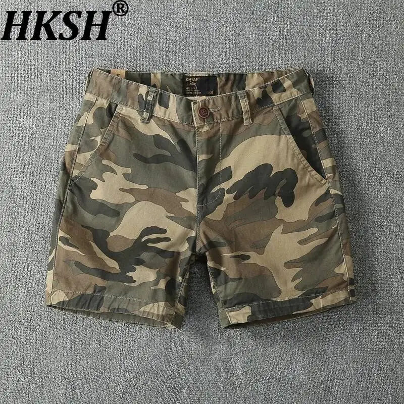 HKSH Spring Summer New Men Tide Darkwear Chic Ins Shorts Trendy Casual Stretchy Capris Streetwear Y2K Safari Style Pants HK25056