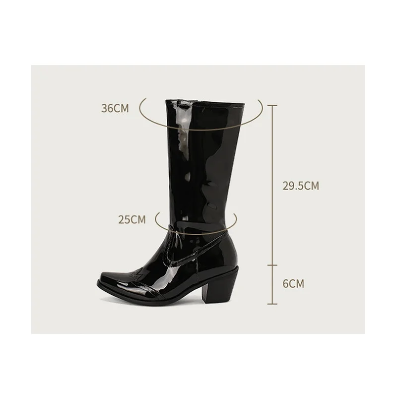 ORCHA LISA عادية 2026 المرأة أحذية الركبة 6 سنتيمتر كعب مكتنز براءات الاختراع والجلود انقطاع تصميم الأزرق حجم كبير 46 48 US14 US17 نمط الحفلات