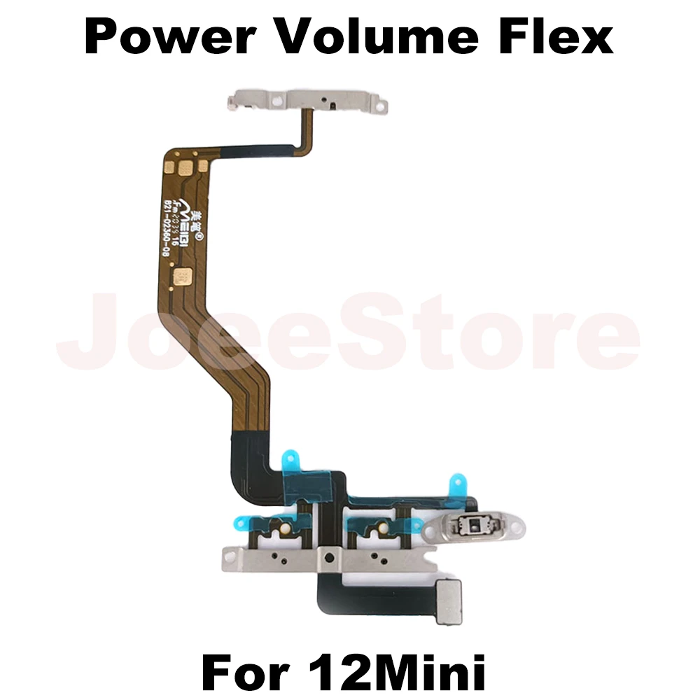 1pcs For iPhone 11 12 Pro Max Mini Power On Off Volume Up Down Switch Side Button Flex Cable With Metal Bracket Assembly Parts image 3