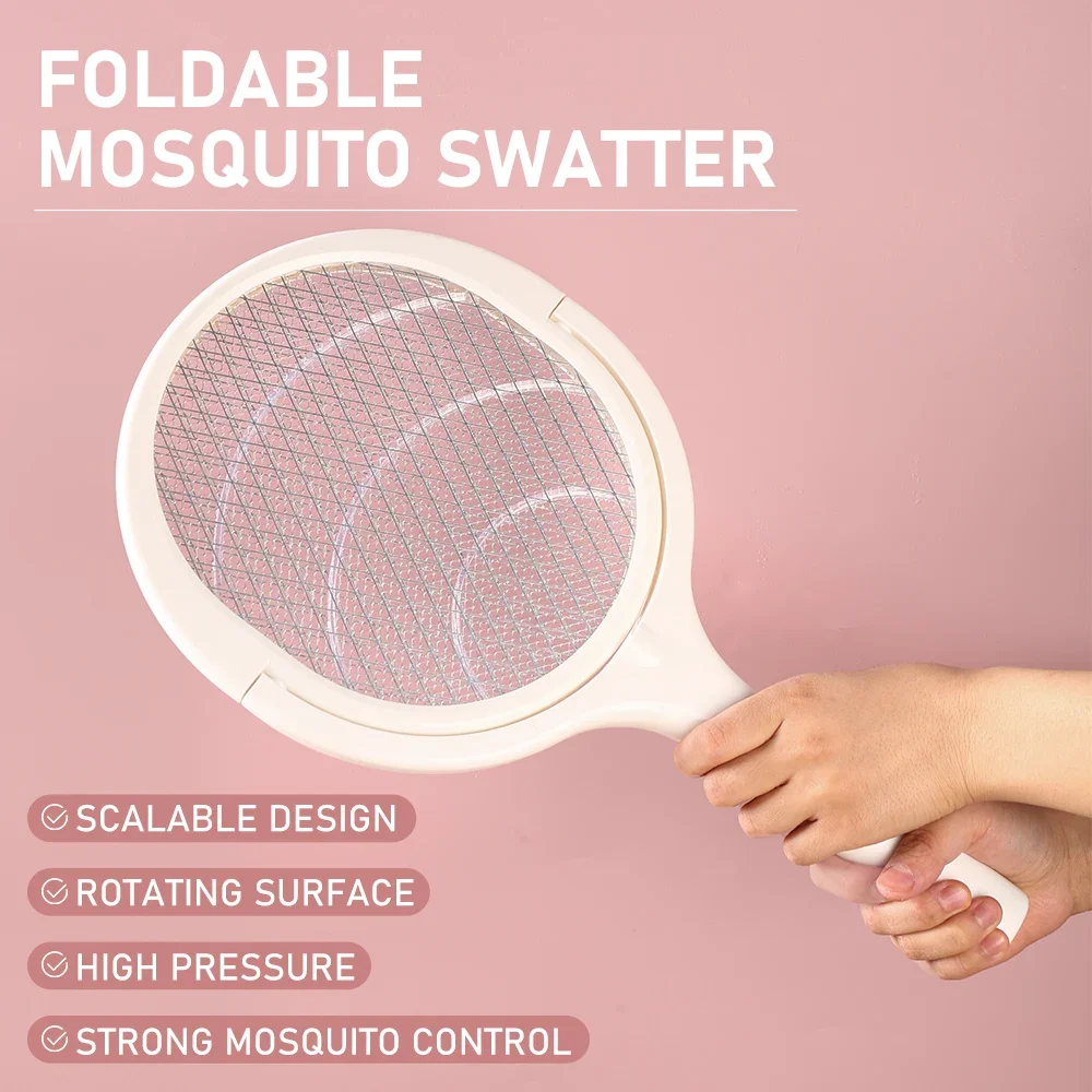 

Portable Rechargeable Electric Mosquito Killer Racket with Wall Mounted Base, and Automatic Mosquito Attraction Lamp