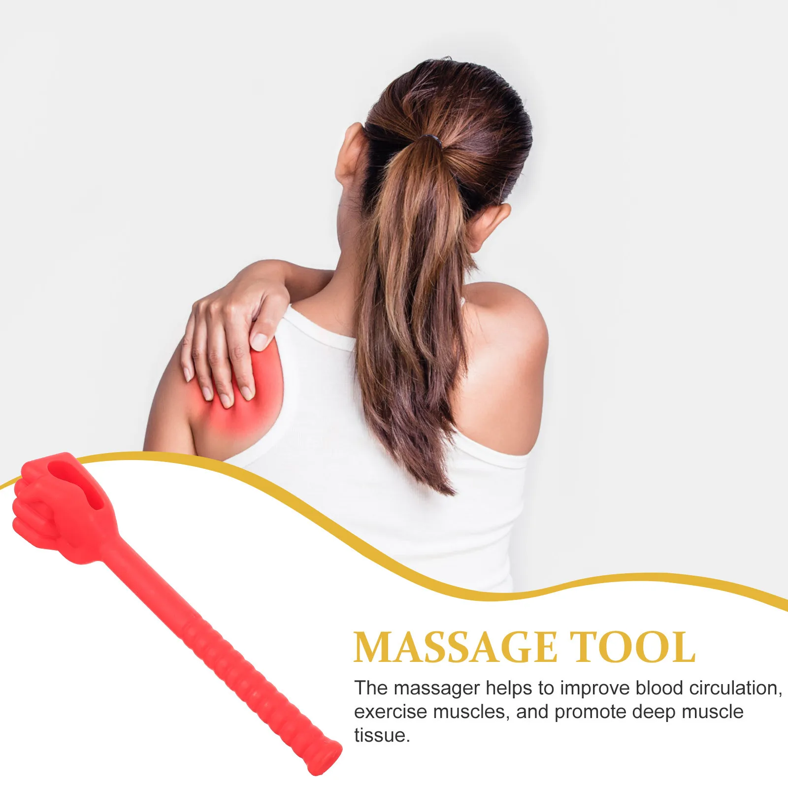 

Silicone Massage Hammer Smooth Surface No Burrs for Whole Shoulder Neck Muscle Relief Portable Manual Massager Tool
