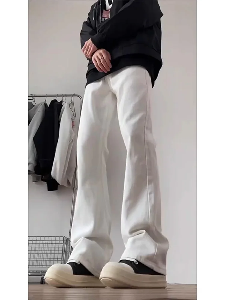 

Men's White Jeans High Waist Straight Leg Denim Pants American Vibe Sle Winter Faion Youth ular Wear Resistant