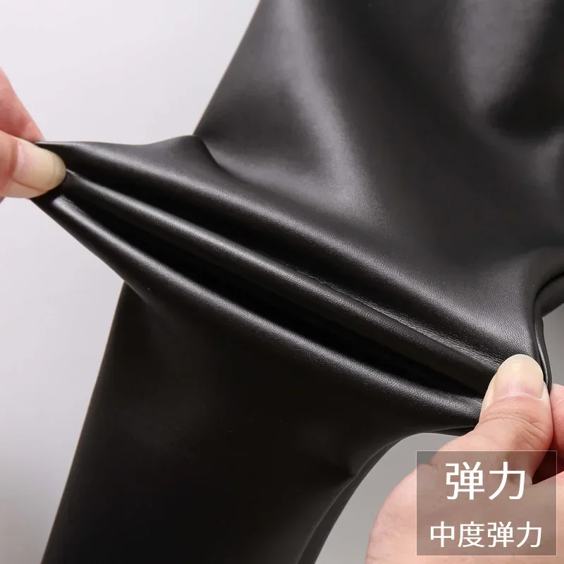 Boys PU Faux Leather Pants Kids Winter Fleece Black Imitation Leather Pants For Boy Teenage Children Warm Kids Leather Trousers