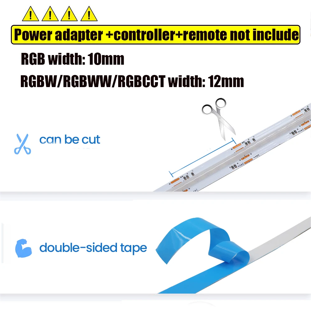 12V 24V RGB RGBW RGBWW RGBCCT pasek COB LED 840 784Led/M elastyczna taśma z diodą taśma LED o wysokiej jasności