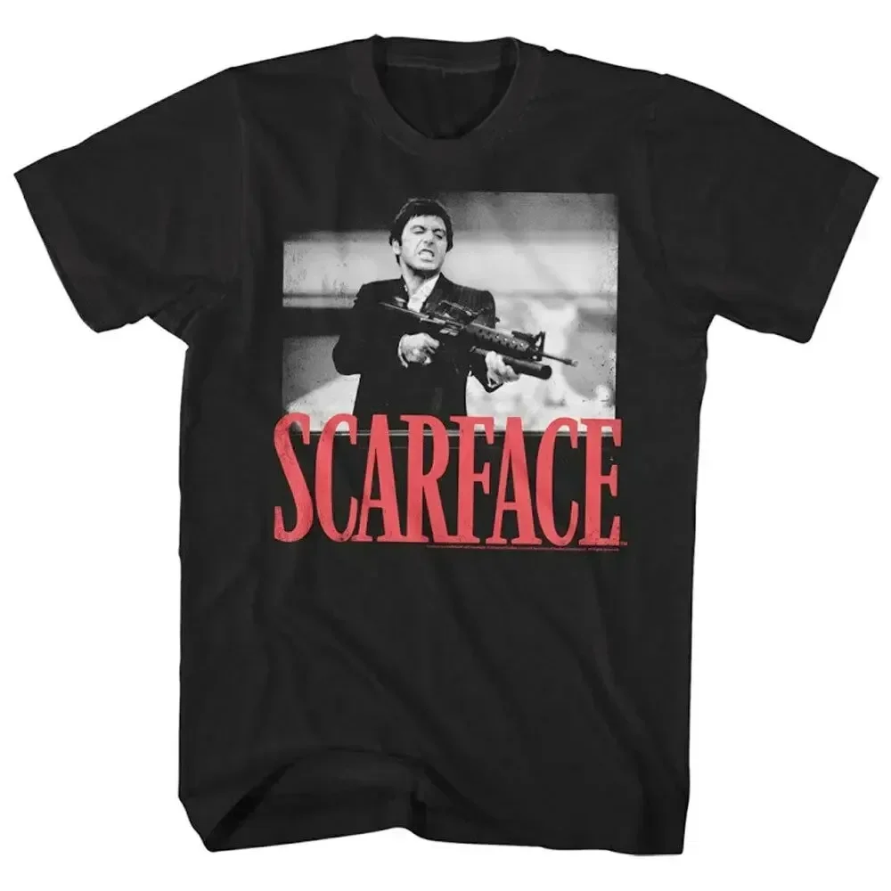 2024 Film T Shirt Scarface Tony Montana Big Guns Graphic Print T Shirt Fashion Plus Size Cotton Short Sleeve T Shirt Women Men