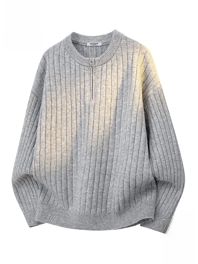 

PaulFrank Warm Casual Knitted Sweater f Zipper Men's Autumn New Loose Fit Fce Lined Comfortable Polyester Blend