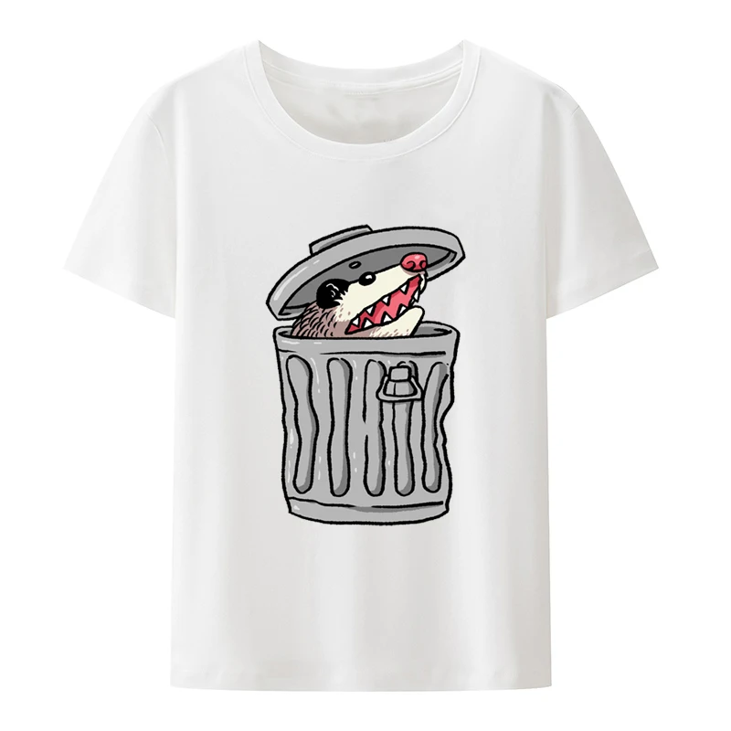 Trash Can Opossum Printd Anime T-shirt Roupas Masculinas Funny Top Tee Breathable Humor Loose Pattern Camisetas Graphic Tshirts