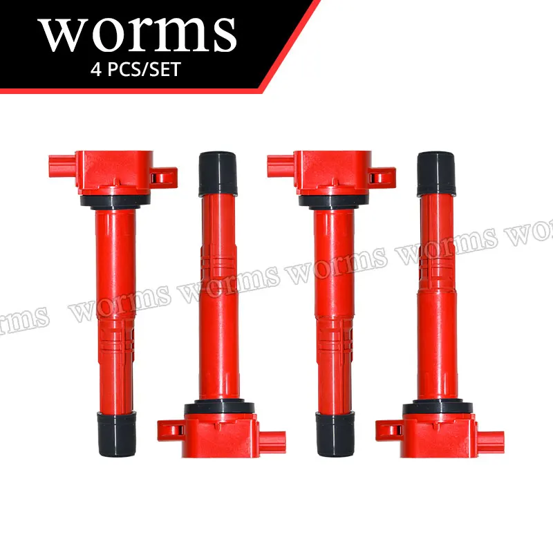 Worms High Performance Ignition Coil Racing 4Pcs Set For Honda CR-V Civic Accord 30520-r40-007