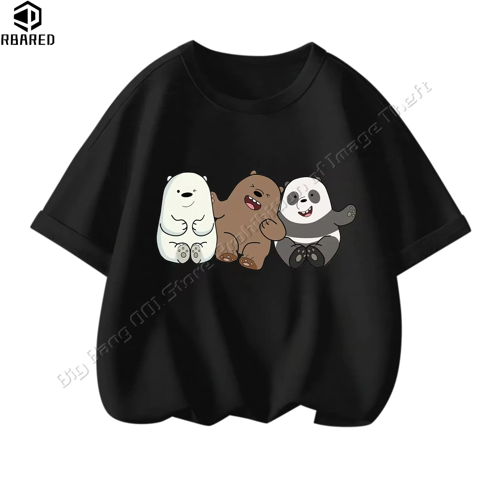 100% Cotton Children Clothing Boys Girls Clothes Child Boy Summer Tops Large Size 2024 We Bare Bears Girl T-shirt Short Sleeve