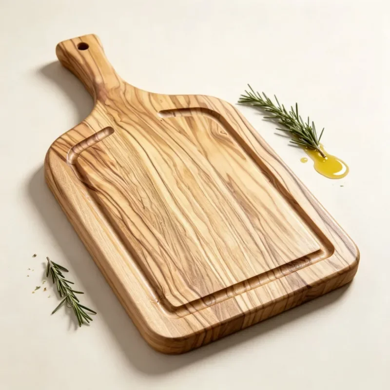 Cross-border outdoor olive wood cutting board with sink solid wood cutting board household cutting board kitchen chopping