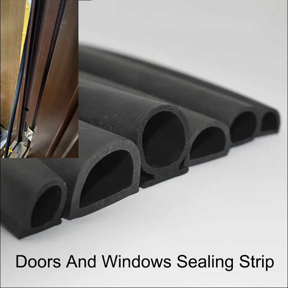 1/3meter Doors And Windows D Shape Sealing Strip EPDM Rubber Foam Self-Adhesive D Type Soundproofing Windproof Weatherstrip