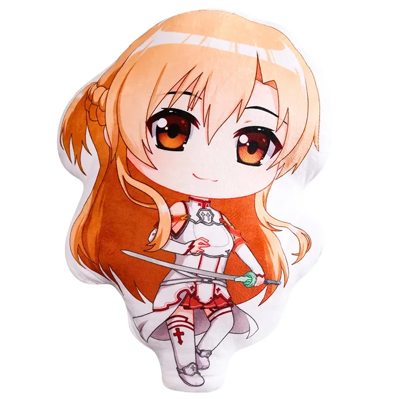 Hot Anime PP Cotton Figure Toys SAO Kirigaya Kazuto Yuuki Asuna Short Plush Doll Pillow 35/45cm Cosplay Exclusive Design Gifts