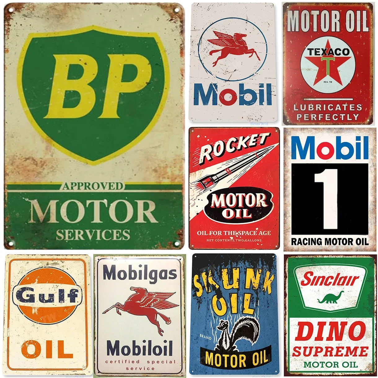 Metal Tin Signs Motor Oil Service Wall Decoration Plaque Vintage Art Poster Iron Painting for Man Cave Home Cafe Garden Club Bar