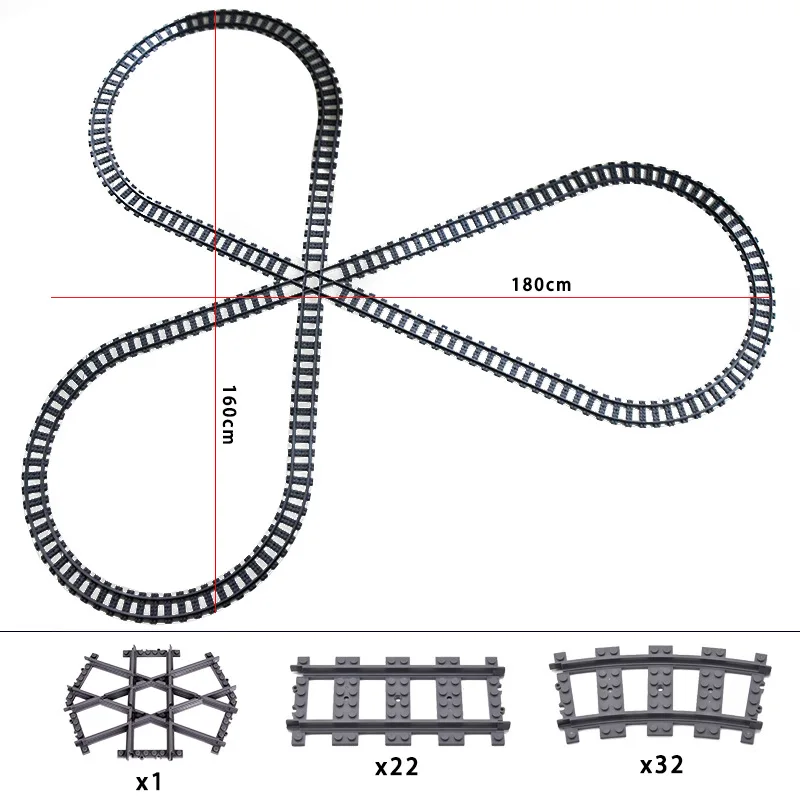 

Train Track Combination MOC Railroad Bridge Scene Building Blocks DIY Cross Track Bricks Toys Rail Car Compatible With LEGO
