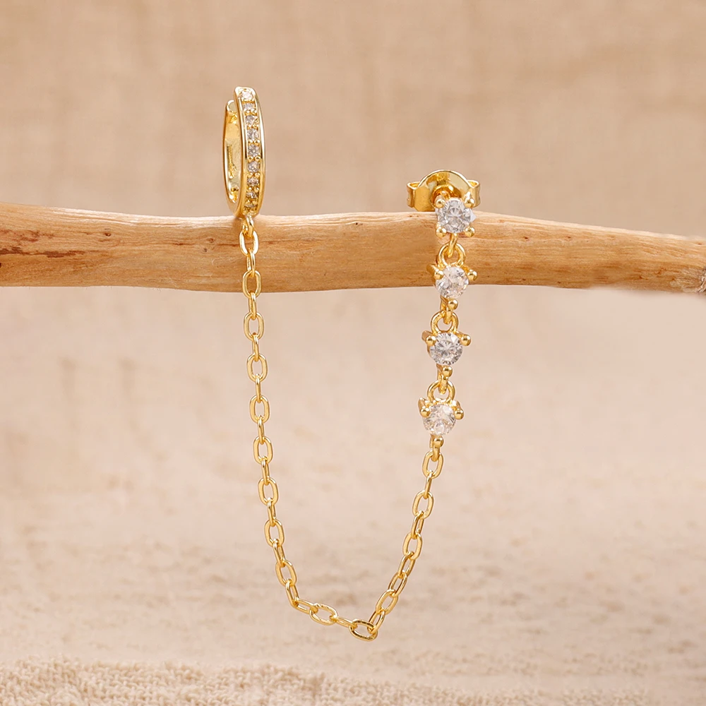 1 stück 14K Gold Überzogene Pferd Auge Kette Quaste Zirkon Tropfen Ohrringe Für Frauen Geometrische Minimalismus Ohrringe Schmuck Zubehör