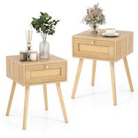 2 set bedside table rattan side table table with drawer night chest of drawers night console sofa table bedroom living room