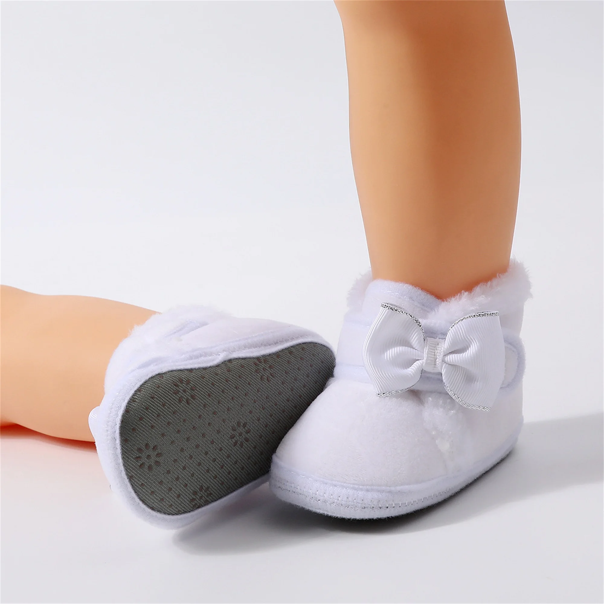 

Adorable Baby Girl Winter Booties with Velvet Surface and Non-Slip Soft Sole Cute Bow Decor Stylish and Warm Shoes for Infants