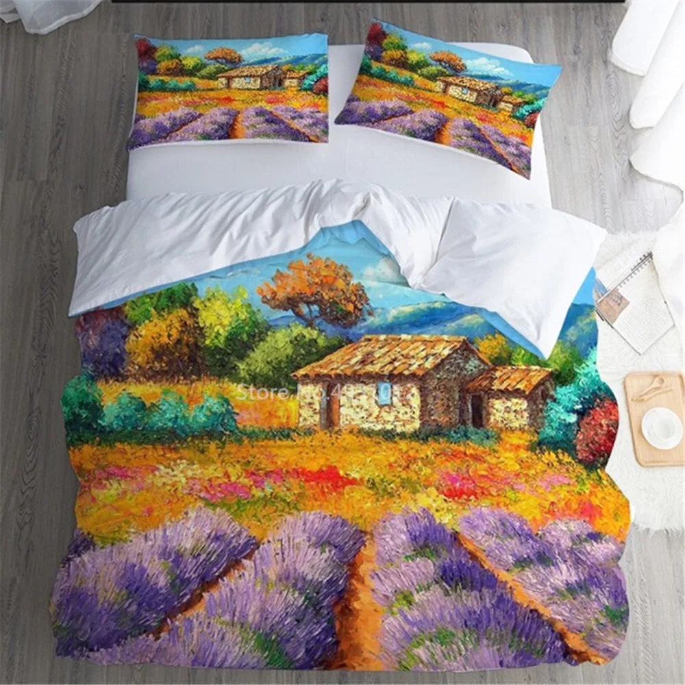 Home Textiles 3D Oil Printing Duvet Cover Set with Pillow Cases Luxury Bedding Sets Full Size 3 pcs Soft Comfortable Bed Covers