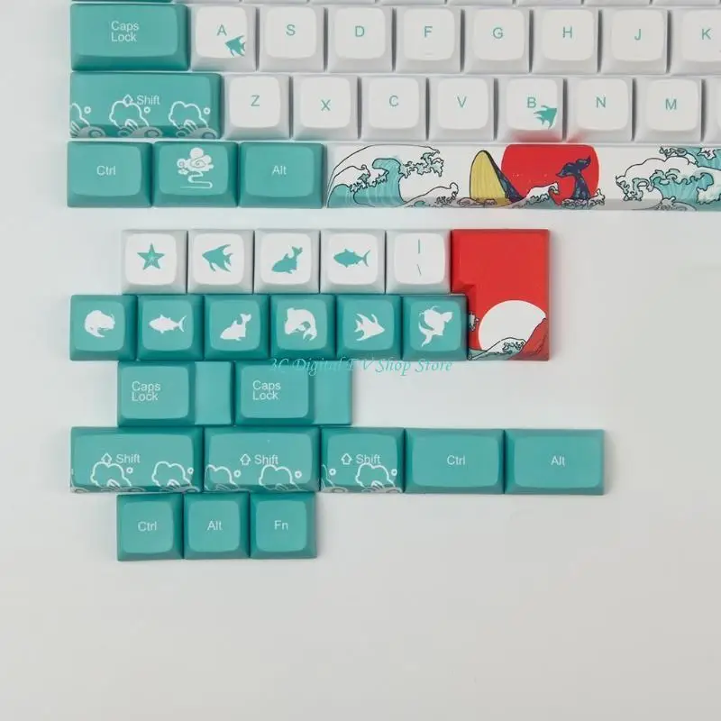 E74d 128 клавиши 5-сайд-краситель подкапт толстые клавиши PBT Установите xda profile Coral Sea для переключателей MX клавиатура