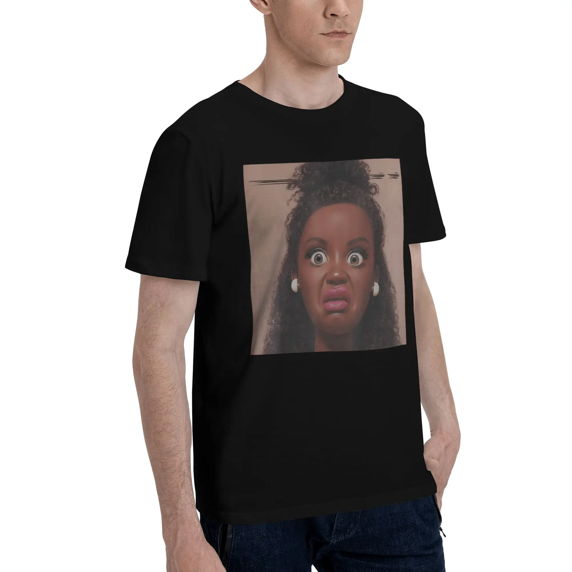 Disgusted Face Meme Doll Babe Graphic Print T Shirt Men Women  Pure Cotton  Tee Shirt Clothing